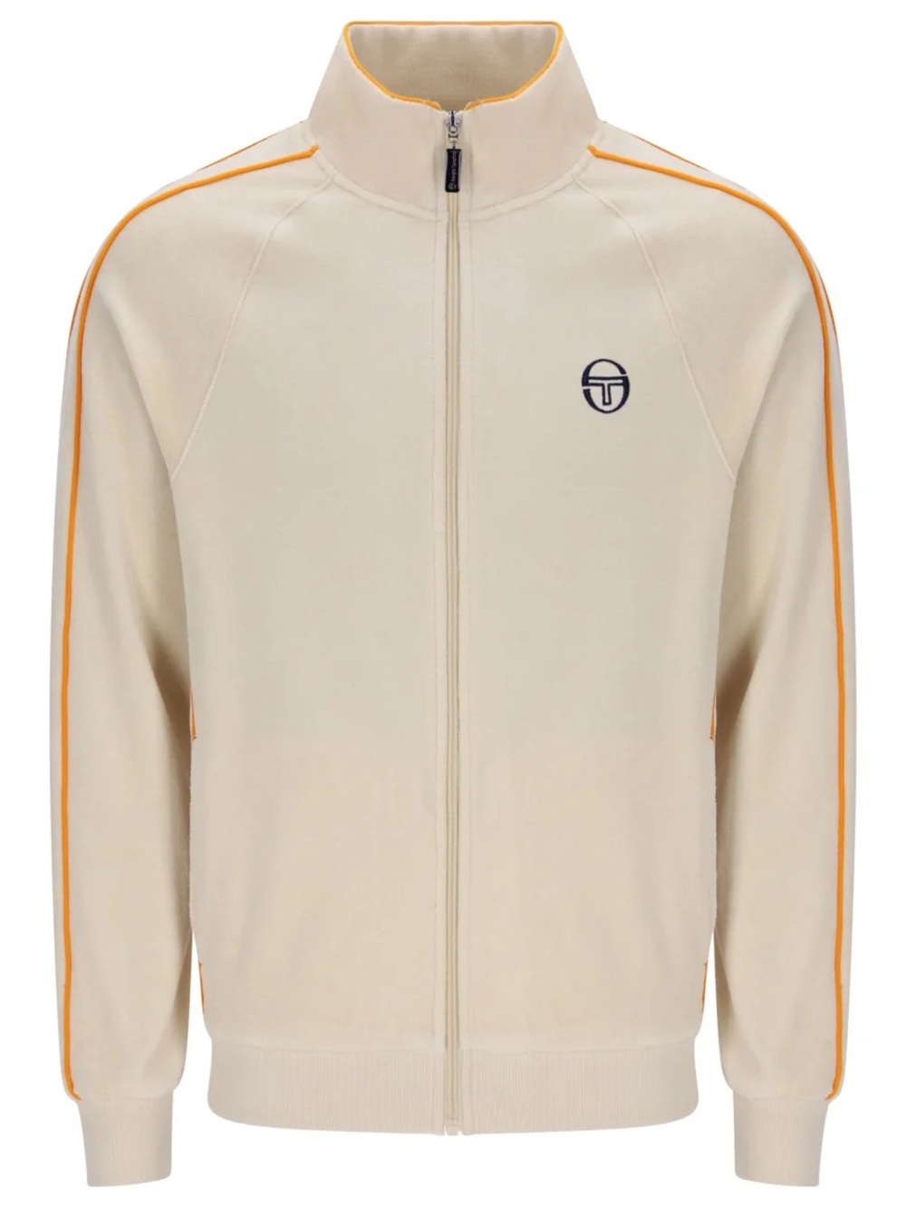 🛑 Sergio Tacchini Tasso Velour Track Top in Sandshell Beige/Orange Pepper - NWT